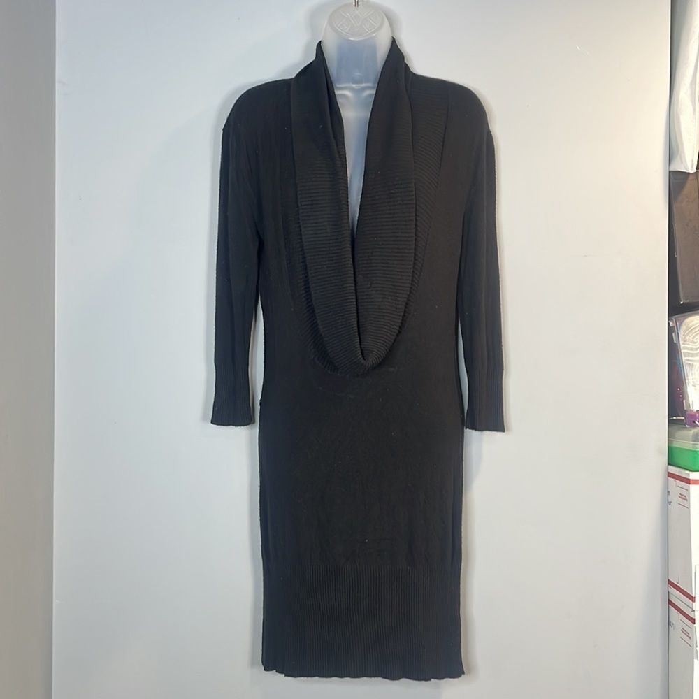 Black Cowl Neck Midi Sweater Dress